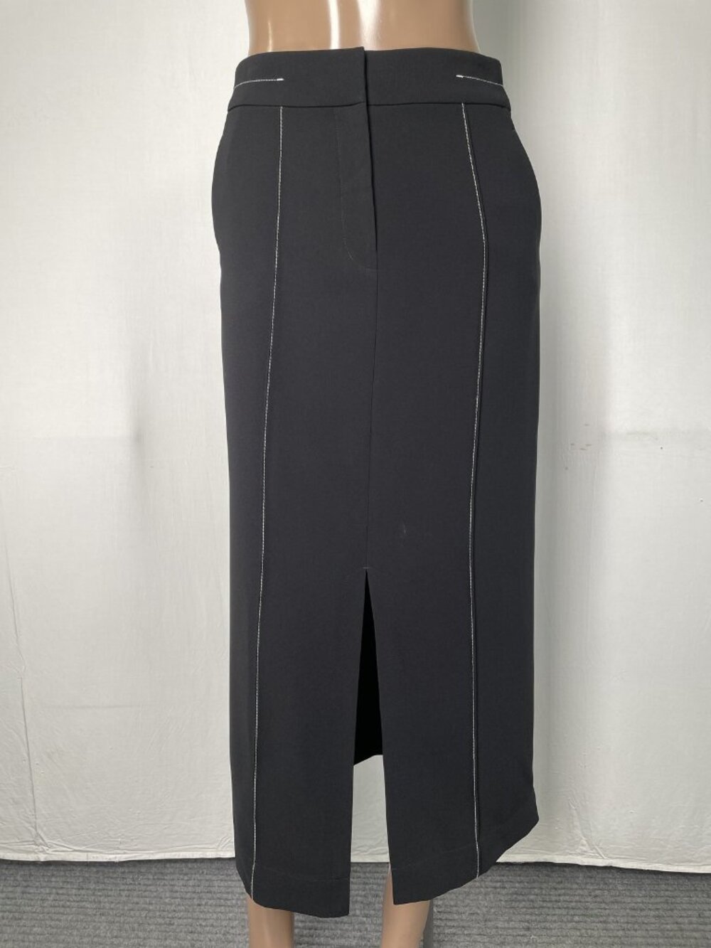 M.M.LAFLEUR Womens Midi Skirt Black Size 16 The Meghan Everyday Crepe Topstitch